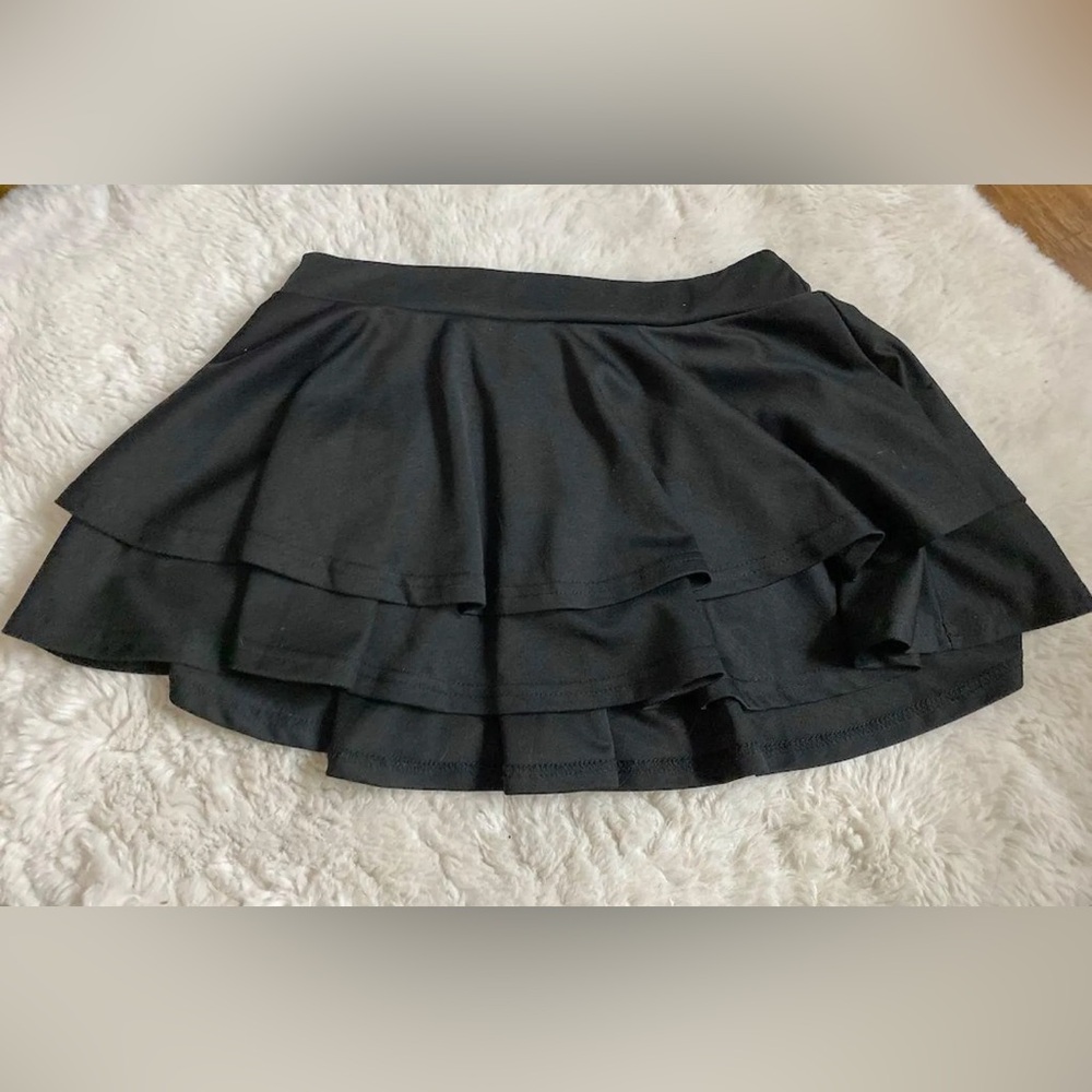 Black Tiered Skater Mini Skirt for Cocktail